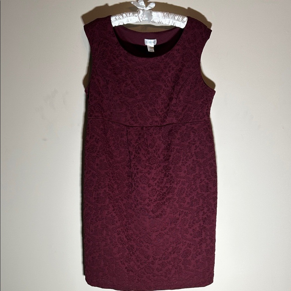 Motherhood Maternity Womens‎ Size L Burgundy Floral Lace Sleeveless Sheath Dress